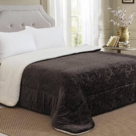 Luksuzni jorgan sa krznom 200x200 Braon