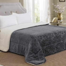 Luksuzni jorgan sa krznom 200x200 Sivi