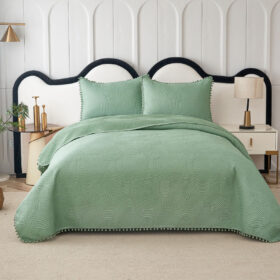 Elegantni prekrivač za francuski ležaj sa 2 jastučnice Zeleni