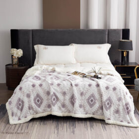 Krzneni romb prekrivač za francuski ležaj – 200x230 Lila