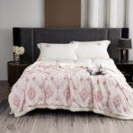 Krzneni romb prekrivač za francuski ležaj – 200x230 Roze