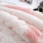 Krzneni romb prekrivač za francuski ležaj – 200x230 Roze - Slika 3