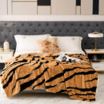 Luksuzni Prekrivač od Zečijeg Krzna za Francuski Ležaj – 200x230 Bengal Tigar