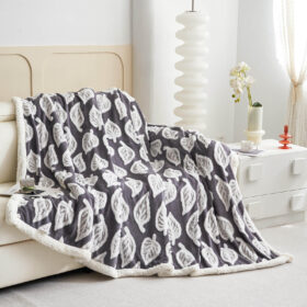 „LIST“ Ćebe sa krznom za francuski ležaj 200x230 Sivo