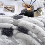 Krzneni romb prekrivač za francuski ležaj – 200x230 Sivi - Slika 2