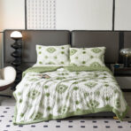 Luksuzni 3D krzneni set za francuski ležaj – Prekrivač + 2 Jastučnice Zeleni