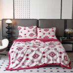 Luksuzni 3D krzneni set za francuski ležaj – Prekrivač + 2 Jastučnice Pink