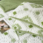 Luksuzni 3D krzneni set za francuski ležaj – Prekrivač + 2 Jastučnice Zeleni - Slika 2