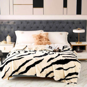 Luksuzni Prekrivač od Zečijeg Krzna za Francuski Ležaj – 200x230 Beli Tigar