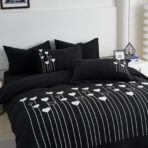 Heart luksuzna posteljina za francuski ležaj sa vezenim detaljima – Black mode - Slika 2