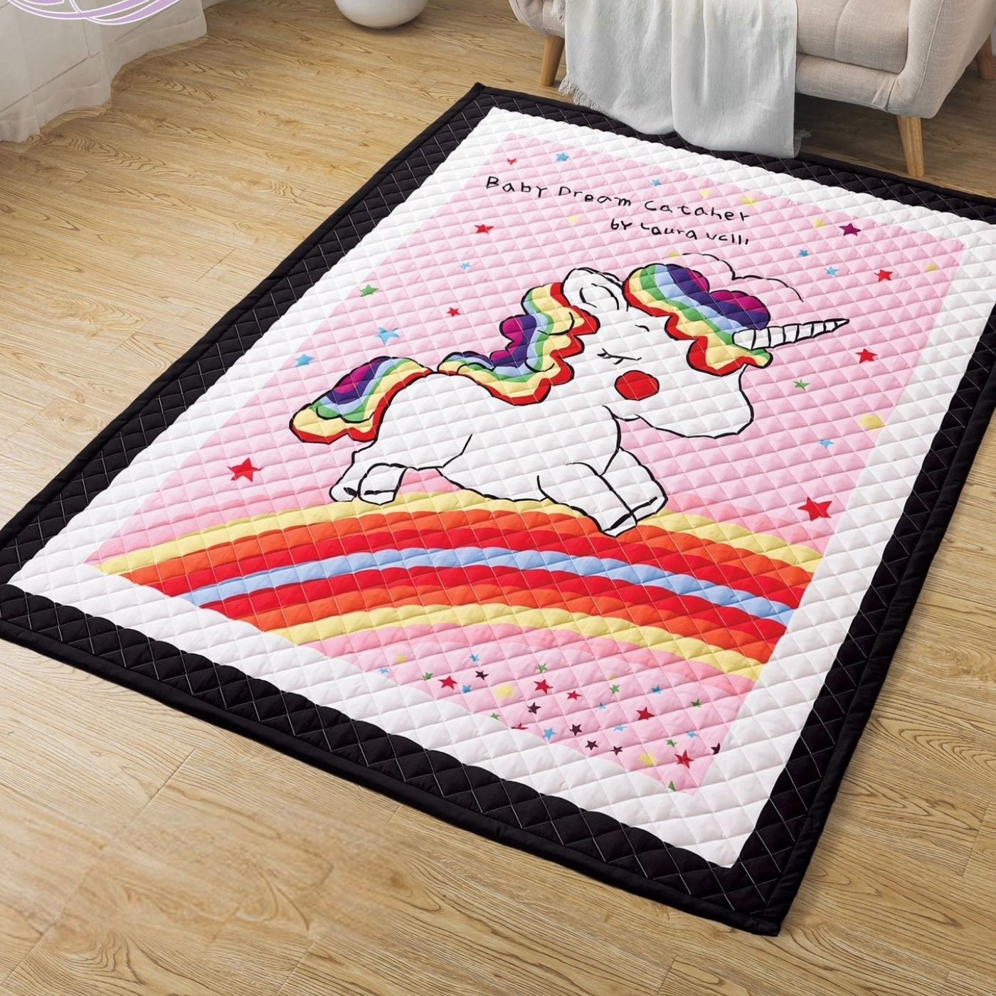 7 Dečiji pamučni prekrivac/prostirka za igru 150x200 cm – Jednorog - Slika 1