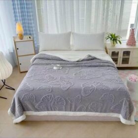 Žakard krzneno ćebe Leptir 200x230 Sivo