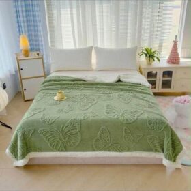 Žakard krzneno ćebe Leptir 200x230 Zeleno