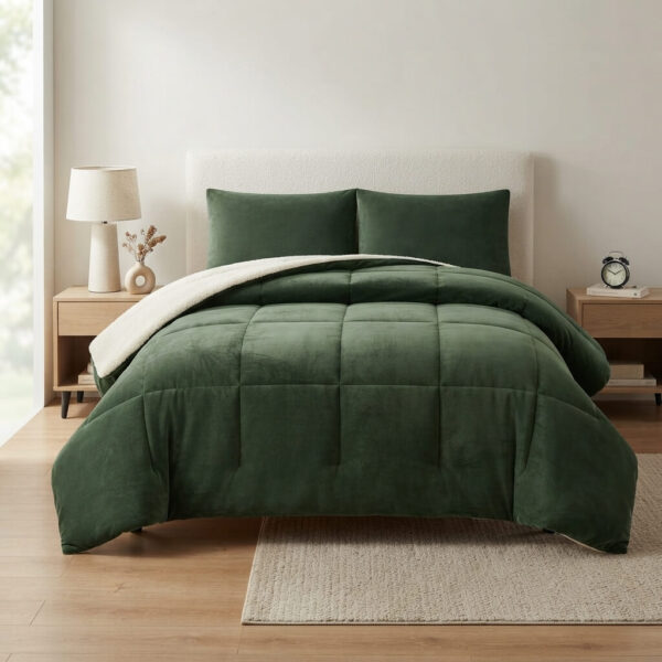 Plišani Set Prekrivač 200x230 cm + 2 Jastučnice Zeleni