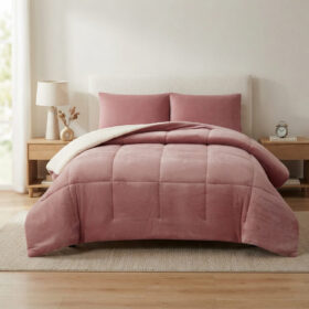 Plišani Set Prekrivač 200x230 cm + 2 Jastučnice Roze